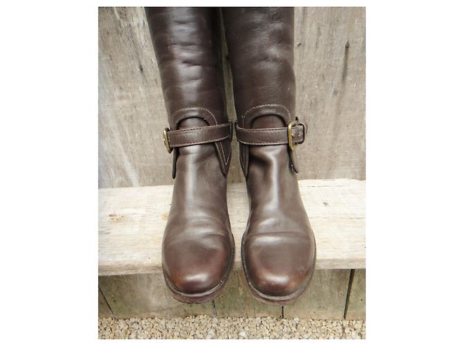 Botas de montar Prada de cuero marrón oscuro talla 39 - vista 3