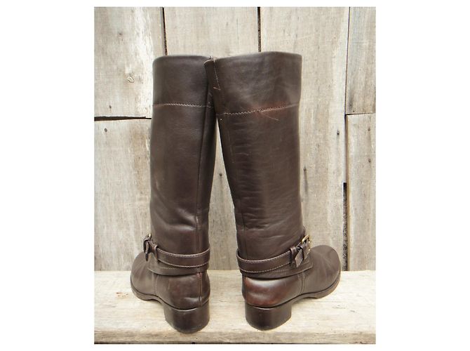 Botas de montar Prada de cuero marrón oscuro talla 39 - vista 4