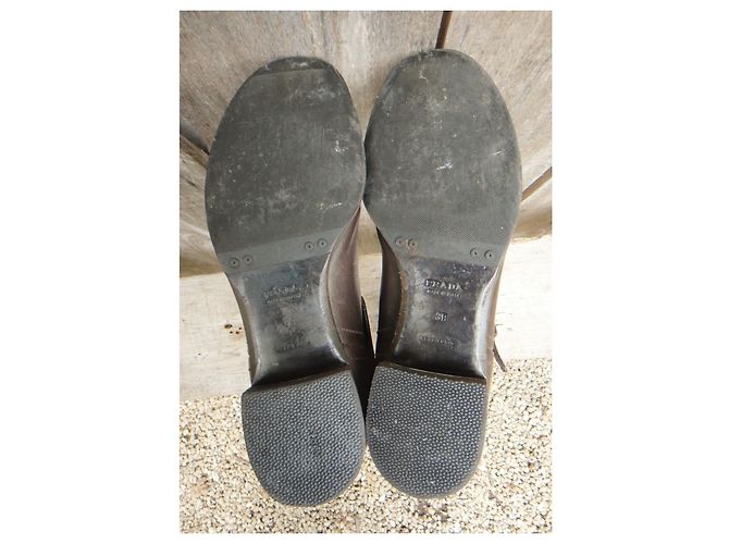 Botas de montar Prada de cuero marrón oscuro talla 39 - vista 5