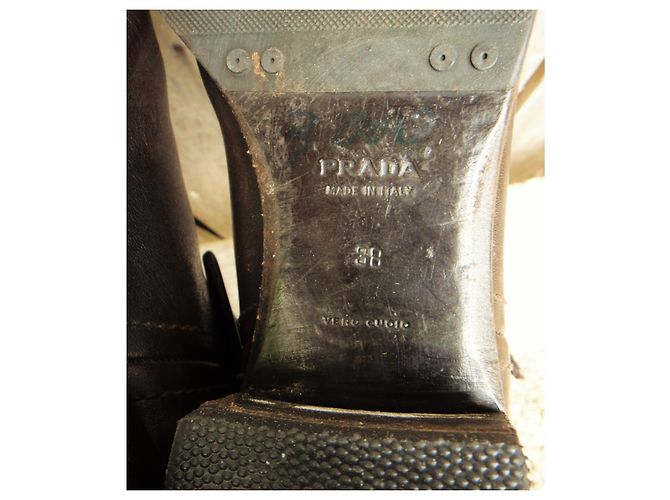 Botas de montar Prada de cuero marrón oscuro talla 39 - vista 7
