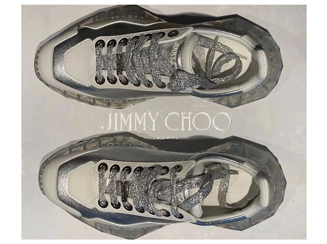Sneakers Jimmy Choo Diamond in pelle bianca Bianco - vista 4