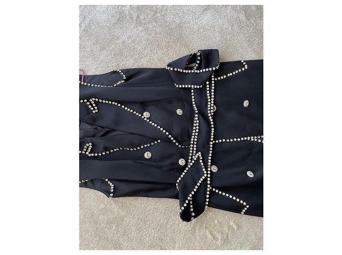 Autre Marque Schwarzes Kristallkleid mit Gürtel Größe 40 - Ansicht 11