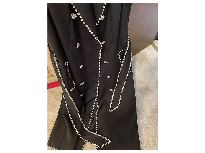 Autre Marque Schwarzes Kristallkleid mit Gürtel Größe 40 - Ansicht 6