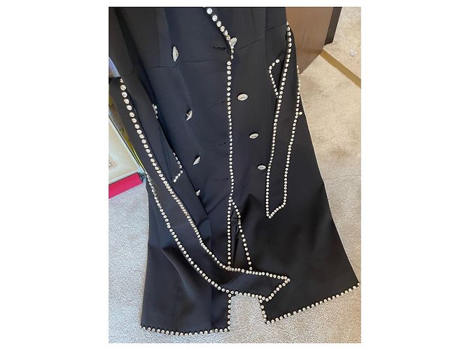 Autre Marque Schwarzes Kristallkleid mit Gürtel Größe 40 - Ansicht 7