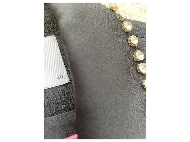 Autre Marque Schwarzes Kristallkleid mit Gürtel Größe 40 - Ansicht 8