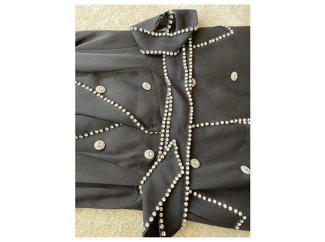 Autre Marque Schwarzes Kristallkleid mit Gürtel Größe 40 - Ansicht 9