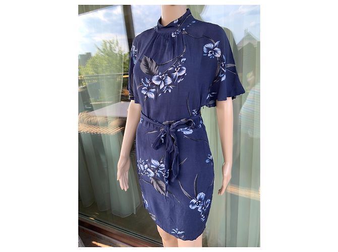 Ganni Akina Kreppkleid Blau - Ansicht 2