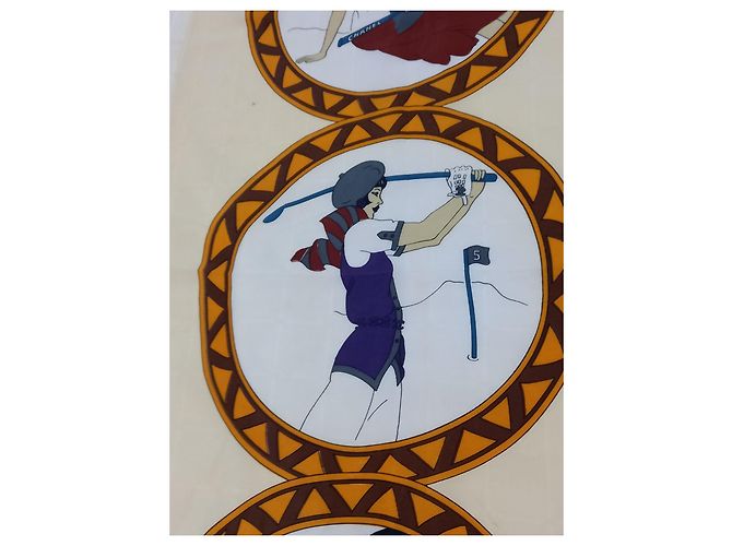 Chanel Rue Cambon Novità Country Club Sciarpa Bianco Blu Crudo Marrone scuro Viola scuro - vista 8