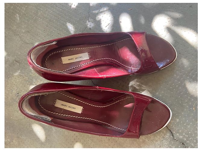 Décolleté Marc Jacobs in vernice bianco e rosso scuro Bordò - vista 3