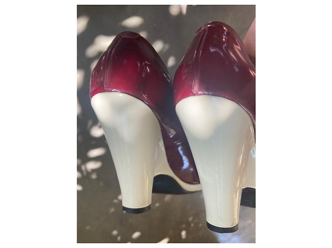 Décolleté Marc Jacobs in vernice bianco e rosso scuro Bordò - vista 6