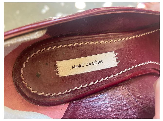 Décolleté Marc Jacobs in vernice bianco e rosso scuro Bordò - vista 7