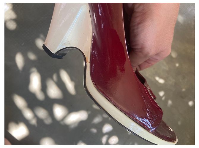 Décolleté Marc Jacobs in vernice bianco e rosso scuro Bordò - vista 9