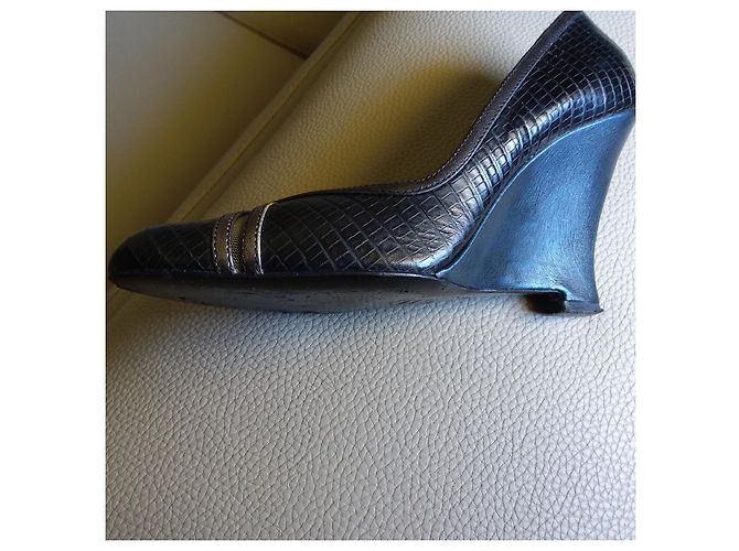 Décolleté con zeppa Barbara Bui pelle blu navy 36 IT - vista 3