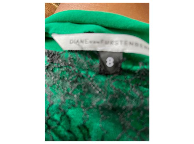 Diane Von Furstenberg DvF Ravine Vintage-Kleid mit Spitze Schwarz Grün - Ansicht 7
