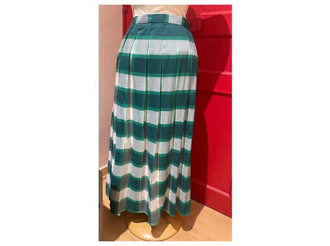Falda larga plisada Agnès b. de cuadros verde y blanco Multicolor - vista 3