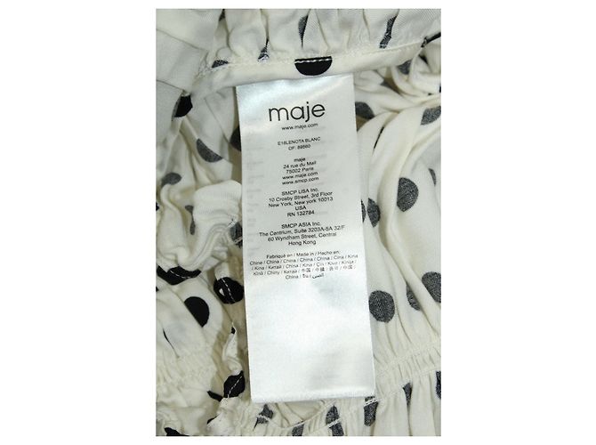Top cropped de bolinhas Maje Lenota em viscose branca Branco - vista 4