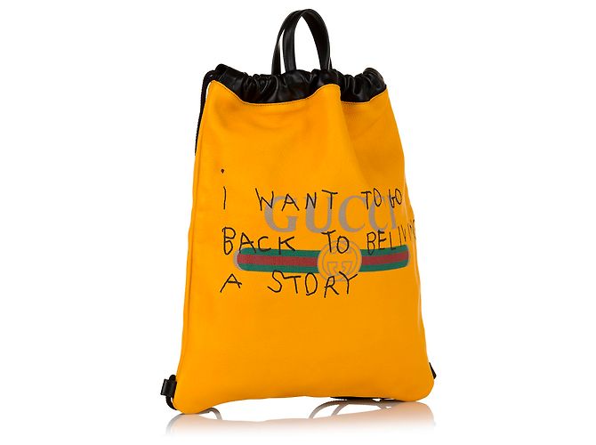 Zaino con coulisse Gucci Yellow Coco Capitan Logo Giallo - vista 2