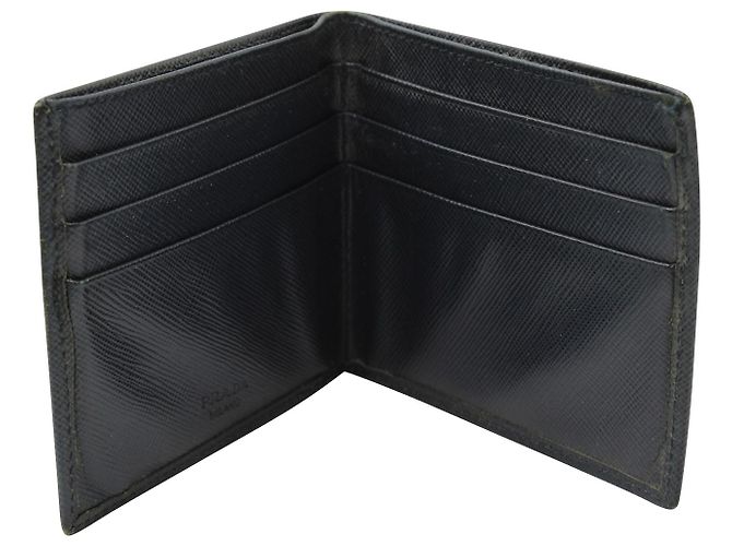 Saffiano Cartera plegable Prada en cuero azul marino - vista 2