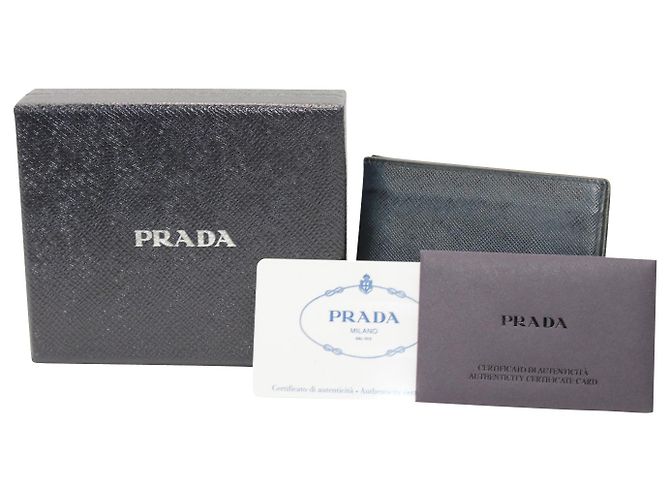 Saffiano Cartera plegable Prada en cuero azul marino - vista 4