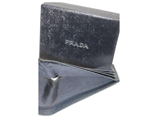 Saffiano Cartera plegable Prada en cuero azul marino - vista 5