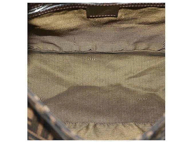 FENDI Zucca Canvas Borsa A Tracolla Mamma Baguette Marrone Nero Auth yk4600 - vista 10