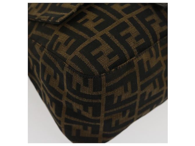 FENDI Zucca Canvas Borsa A Tracolla Mamma Baguette Marrone Nero Auth yk4600 - vista 14