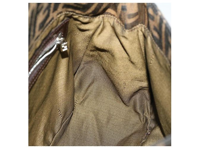 FENDI Zucca Canvas Borsa A Tracolla Mamma Baguette Marrone Nero Auth yk4600 - vista 19