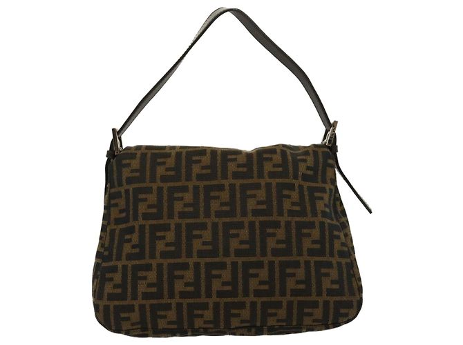 FENDI Zucca Canvas Borsa A Tracolla Mamma Baguette Marrone Nero Auth yk4600 - vista 2