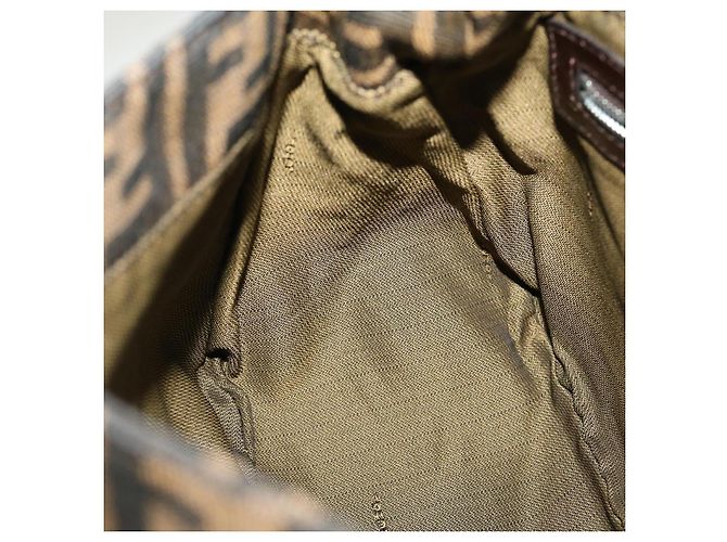 FENDI Zucca Canvas Borsa A Tracolla Mamma Baguette Marrone Nero Auth yk4600 - vista 20