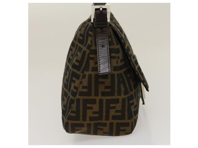 FENDI Zucca Canvas Borsa A Tracolla Mamma Baguette Marrone Nero Auth yk4600 - vista 4