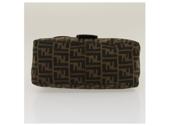 FENDI Zucca Canvas Borsa A Tracolla Mamma Baguette Marrone Nero Auth yk4600 - vista 5