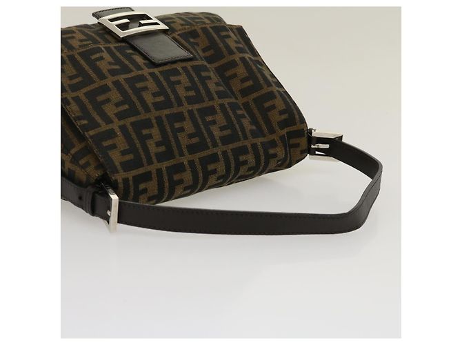 FENDI Zucca Canvas Borsa A Tracolla Mamma Baguette Marrone Nero Auth yk4600 - vista 6