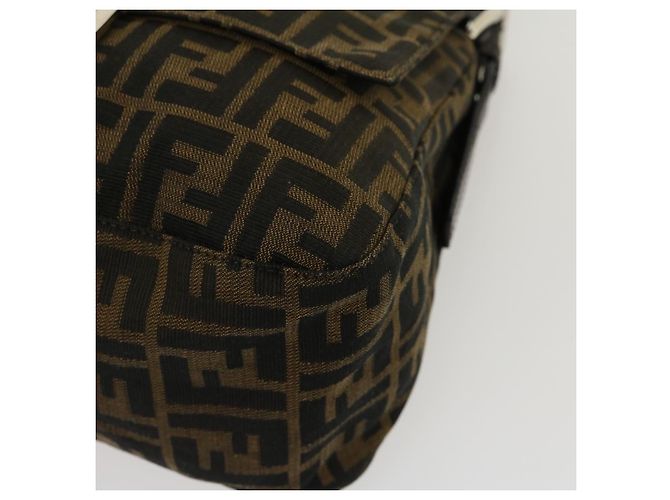 FENDI Zucca Canvas Borsa A Tracolla Mamma Baguette Marrone Nero Auth yk4600 - vista 8