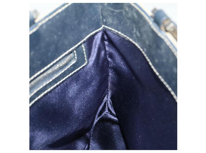 FENDI Borsa Tote in Tela Zucchino Navy Auth bs1334 Blu navy - vista 20