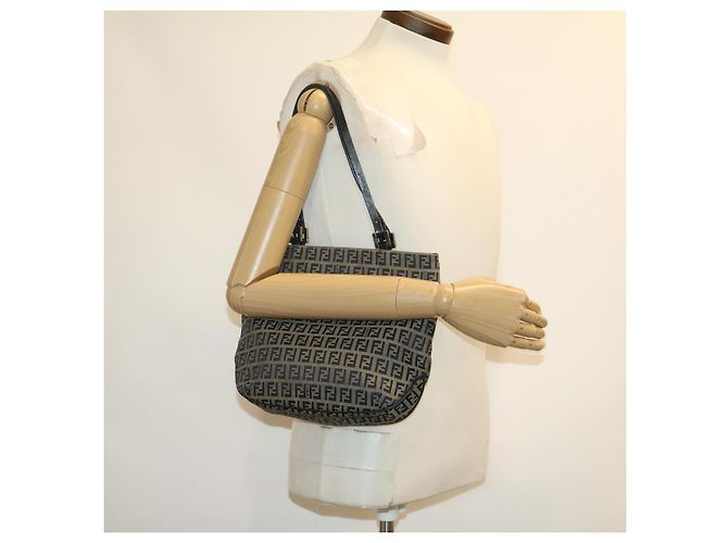 FENDI Borsa Tote in Tela Zucchino Navy Auth bs1334 Blu navy - vista 23