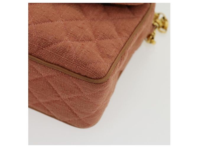 CHANEL Borsa a tracolla con catena Diana Turn Lock Lino con frange Rosa CC Auth 30153alla - vista 14