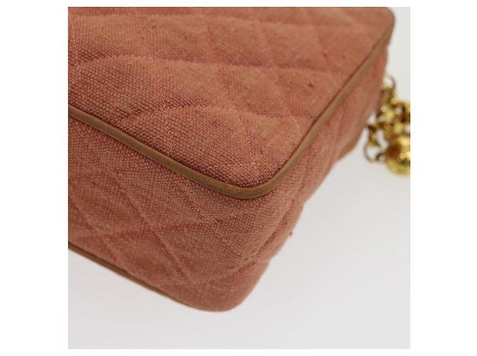 CHANEL Borsa a tracolla con catena Diana Turn Lock Lino con frange Rosa CC Auth 30153alla - vista 16