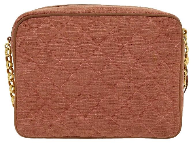 CHANEL Borsa a tracolla con catena Diana Turn Lock Lino con frange Rosa CC Auth 30153alla - vista 2