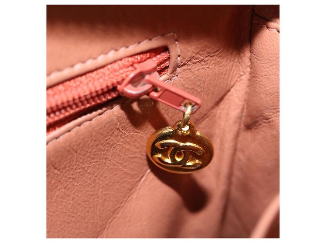 CHANEL Borsa a tracolla con catena Diana Turn Lock Lino con frange Rosa CC Auth 30153alla - vista 26