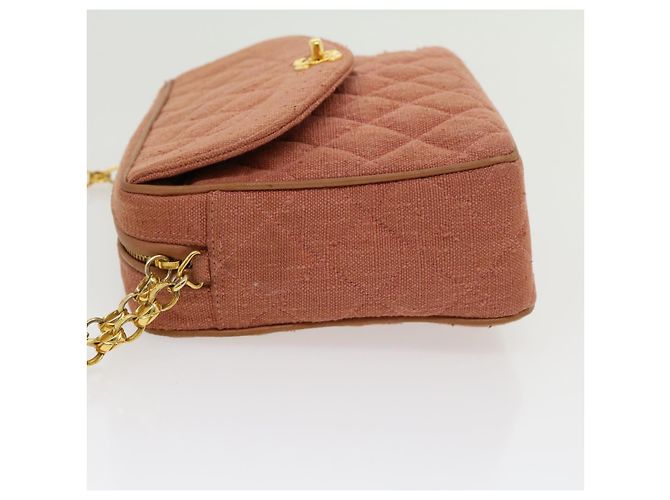CHANEL Borsa a tracolla con catena Diana Turn Lock Lino con frange Rosa CC Auth 30153alla - vista 3