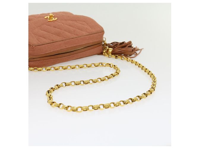 CHANEL Borsa a tracolla con catena Diana Turn Lock Lino con frange Rosa CC Auth 30153alla - vista 8
