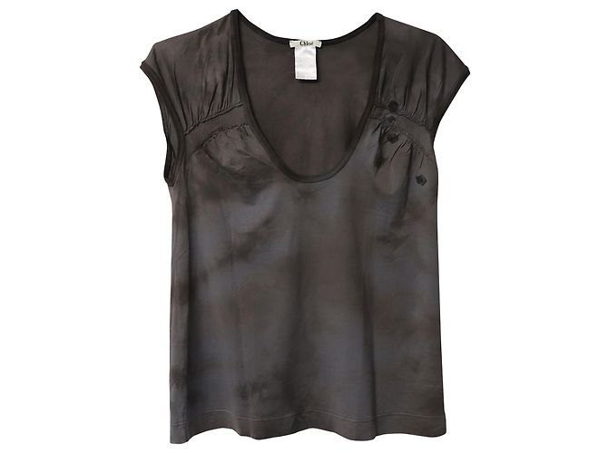 Chloé T-shirt Chloe Tie-Dye com Enfeite de Flores em Algodão Cinza - vista 5