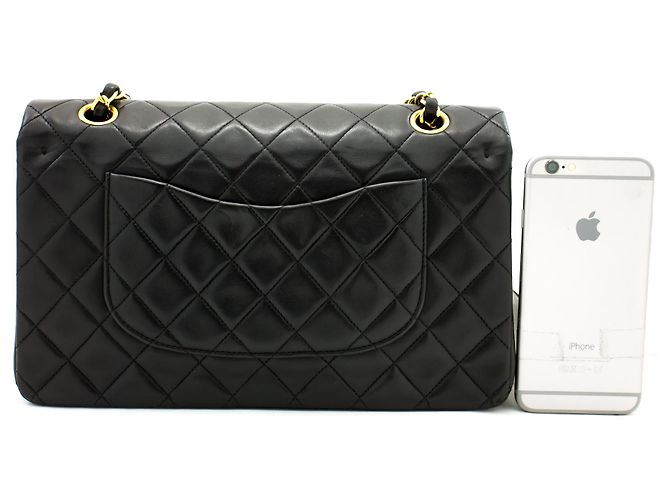 Chanel 2.55 Borsa a tracolla a catena media con patta foderata Pelle di agnello nera Nero - vista 3