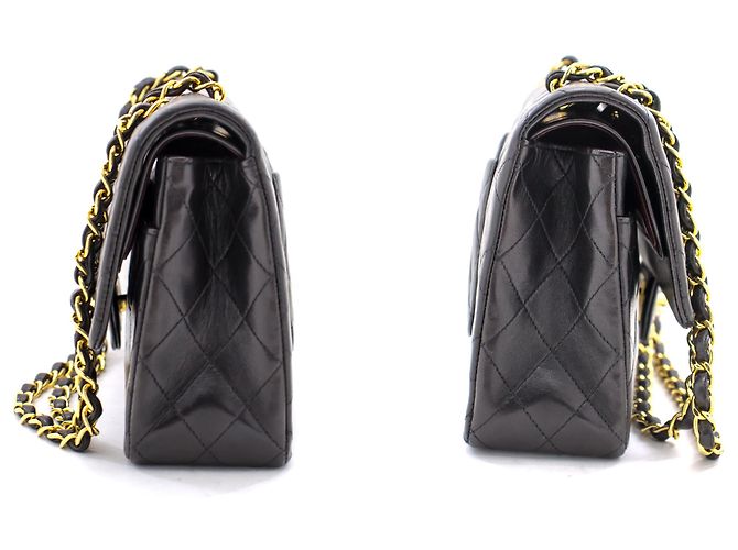 Chanel 2.55 Borsa a tracolla a catena media con patta foderata Pelle di agnello nera Nero - vista 5