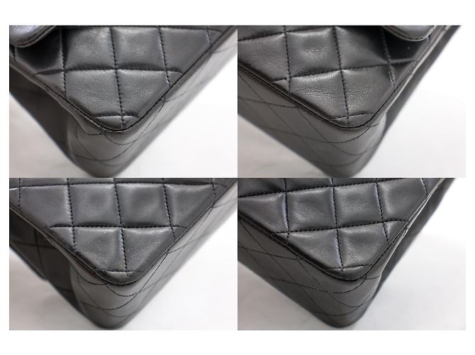 Chanel 2.55 Borsa a tracolla a catena media con patta foderata Pelle di agnello nera Nero - vista 6