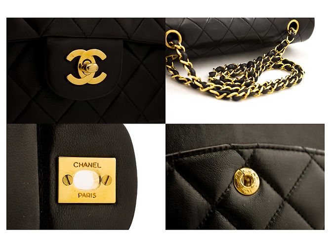 Chanel 2.55 Borsa a tracolla a catena media con patta foderata Pelle di agnello nera Nero - vista 7