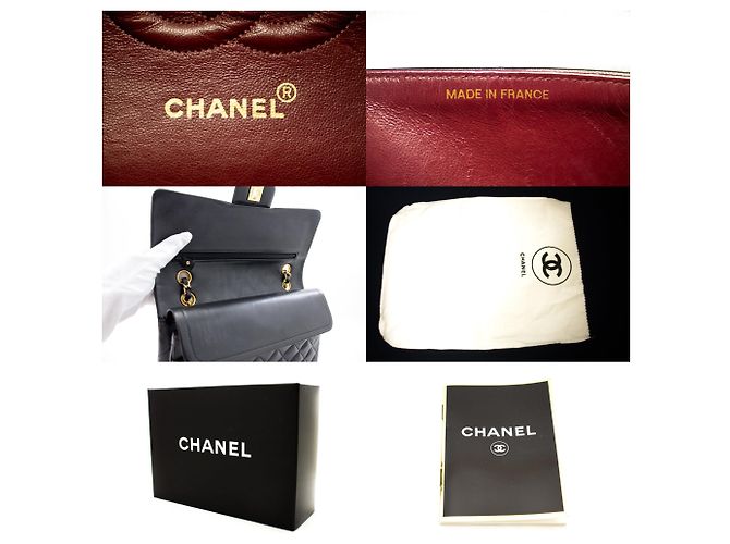 Chanel 2.55 Borsa a tracolla a catena media con patta foderata Pelle di agnello nera Nero - vista 8