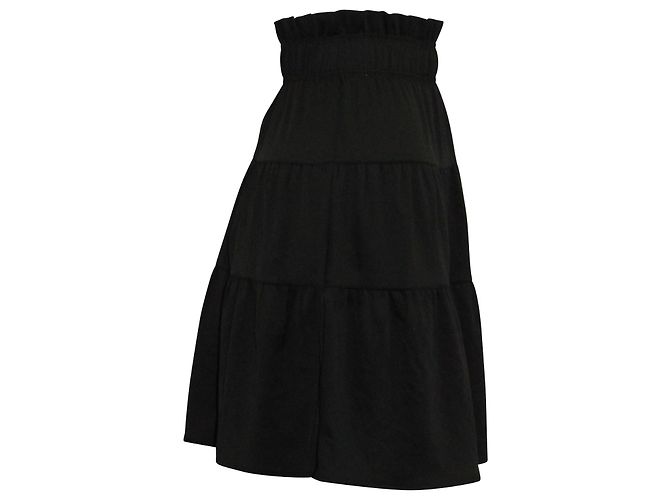 Ba&sh Ruffy Stufenrock aus schwarzem Polyester - Ansicht 2