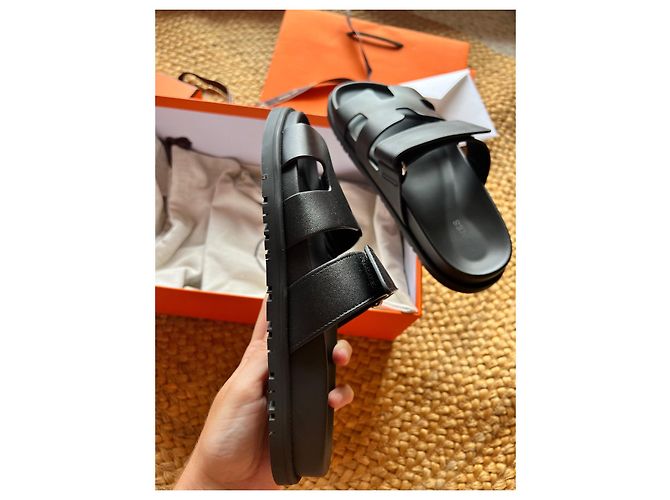 Sandali Hermès Cyprus in pelle nera taglia 36 Nero - vista 5