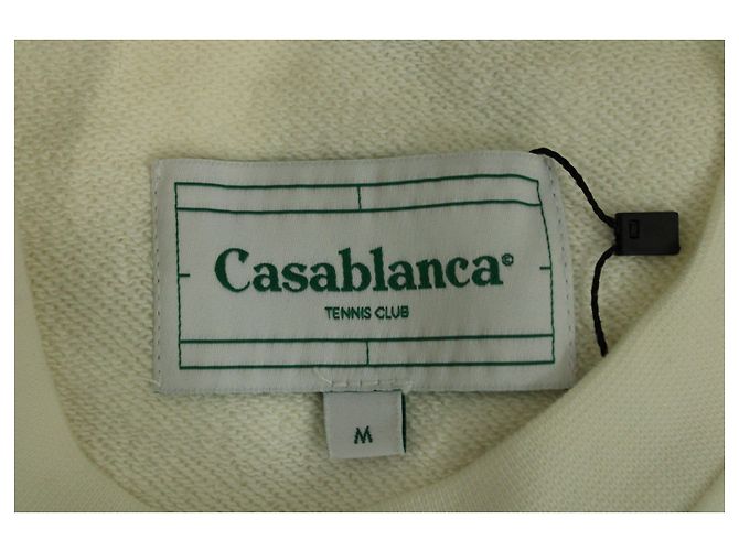 Casablanca Reverse Loopback Logo-Print Sweatshirt in White Cream Organic Cotton - view 3